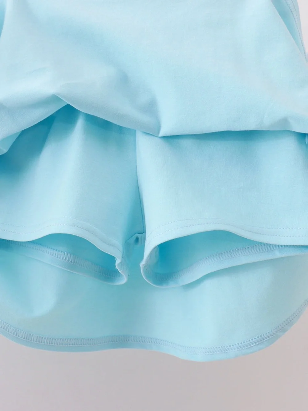 Girls Apple Applique Top & Light Blue Skort Set